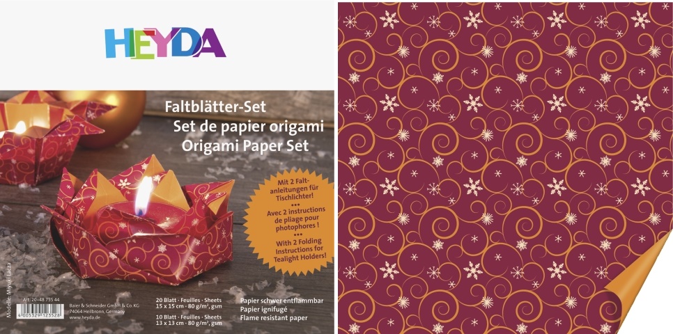 Origami papír 30ks červeno/oranžová - 20ks-15x15 a 10ks-13x13cm