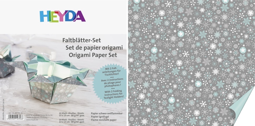 Origami papír 30ks stříbrné - 20ks-15x15 a 10ks-13x13