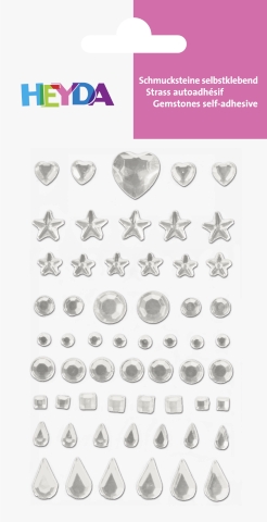 Dekorační kamínek samolepicí 58ks - čirý