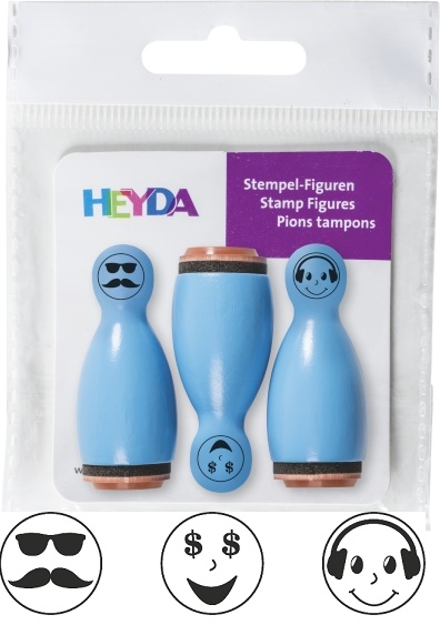 Razítka dřevěné kuželky - modré 3ks