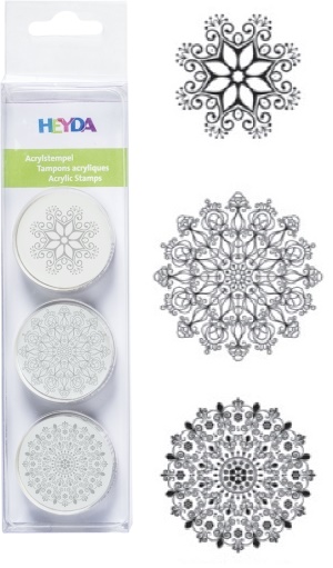 Razítko akryl kulaté - ornament 3ks