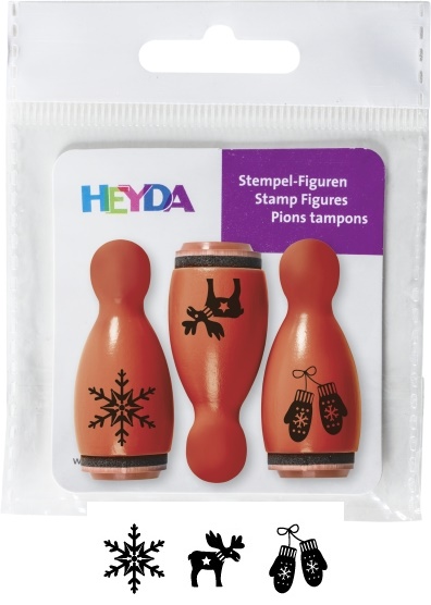 Razítka dřevěné kuželky - Norské vzory červené 3ks