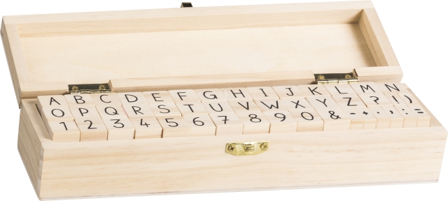 Razítka v boxu - abeceda, číslice 42ks