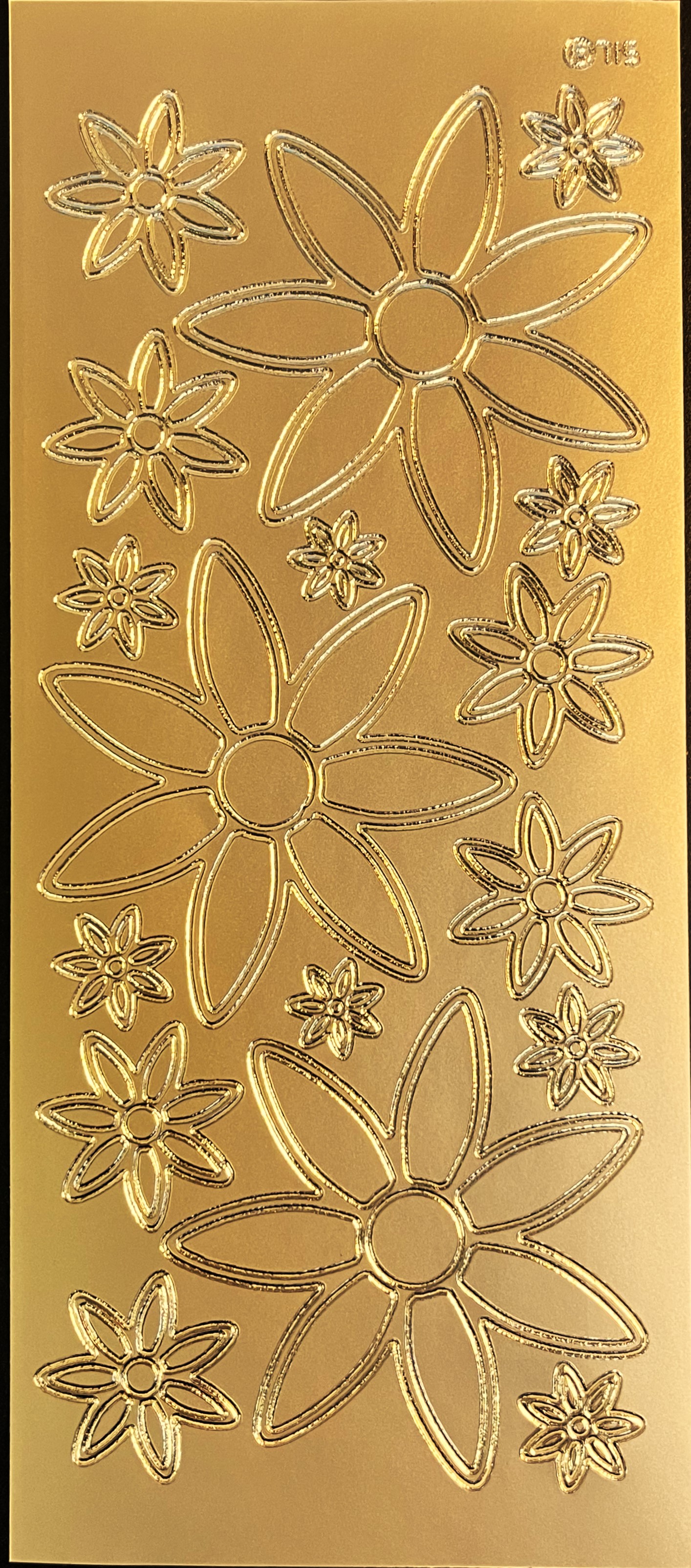 Obrysové samolepky 5ks, 10x23 cm - květy zlaté