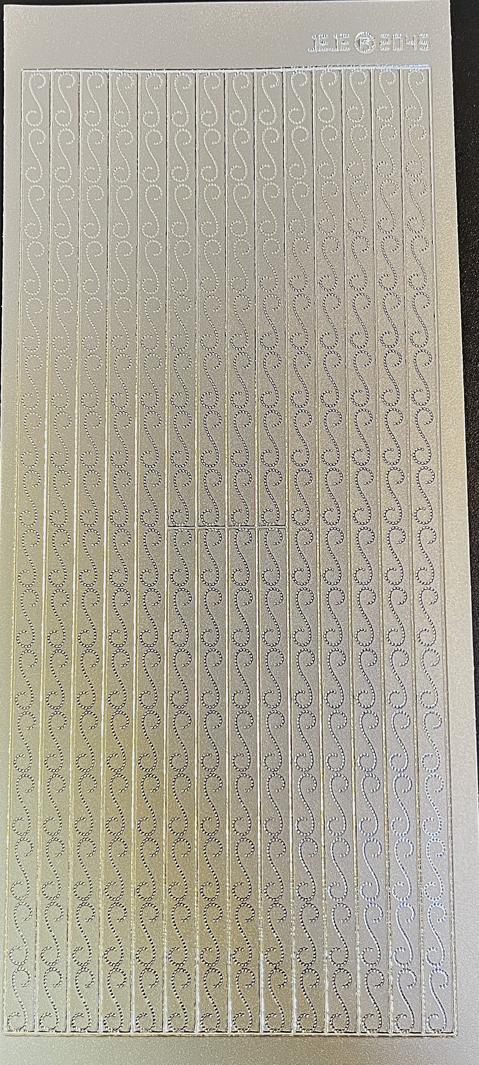 Obrysové samolepky 5ks, 10x23 cm - proužky bordura, stříbrné