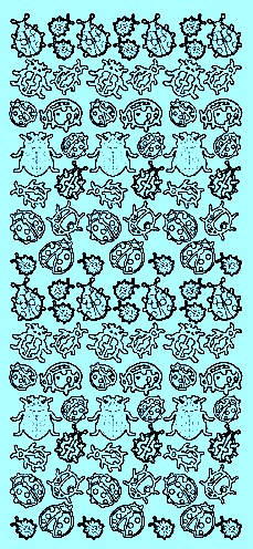 Obrysové samolepky 5ks, 10x23 cm - brouci, stříbrné