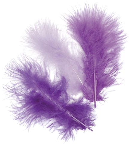 Peří Marabu 10cm - mix fialový 15ks