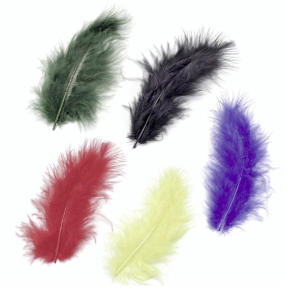 Peří Marabu 9cm - mix 5 barev 15ks