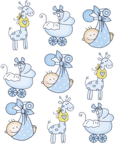 Dřevěné ozdoby 2-3cm - 9ks baby modré