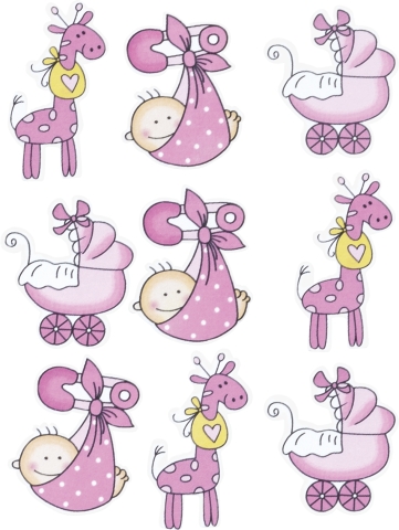 Dřevěné ozdoby 2-3cm - 9ks, baby růžové