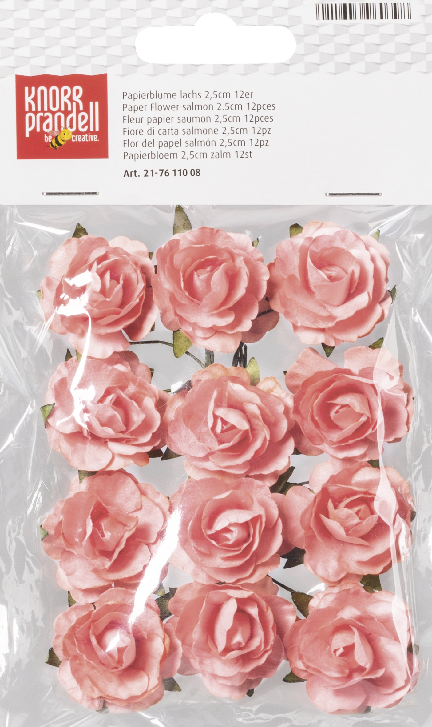 Papírová květina, 12 ks O 2.5 cm lososová