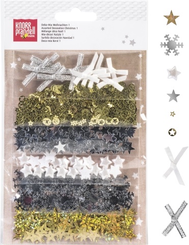 Dekorace 6 druhů - Vánoce stříbr/zlaté/bílé
