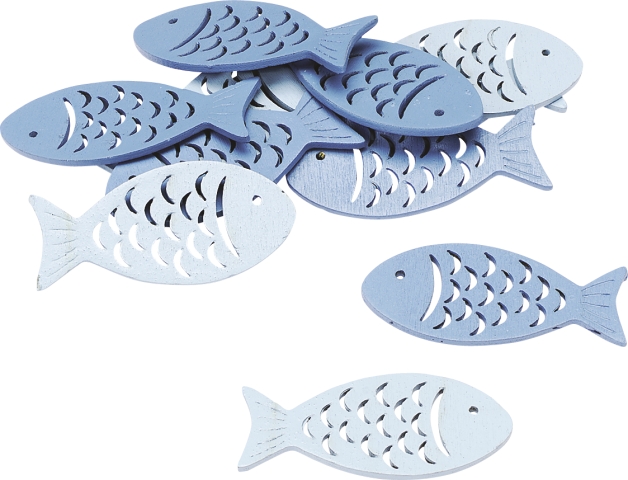 Dřevěné ozdoby ryby 12ks - 5cm