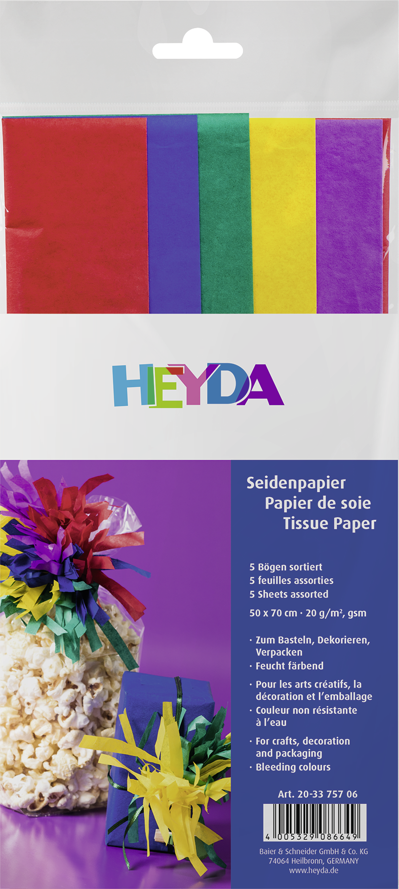 Hedvábný papír 50x70 mix tmavých barev, 5 listů