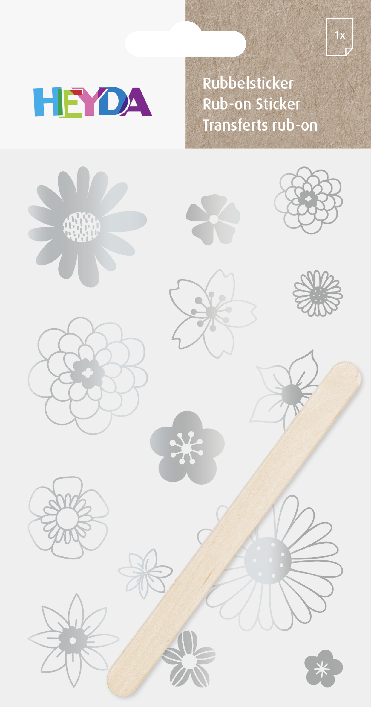 Propisoty 10x19 cm - květy stříbrné