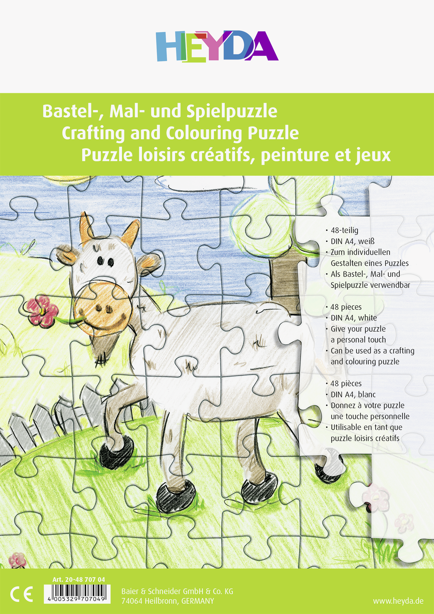 Puzzle A4 bílé 48 dílů pro vlastní tvorbu