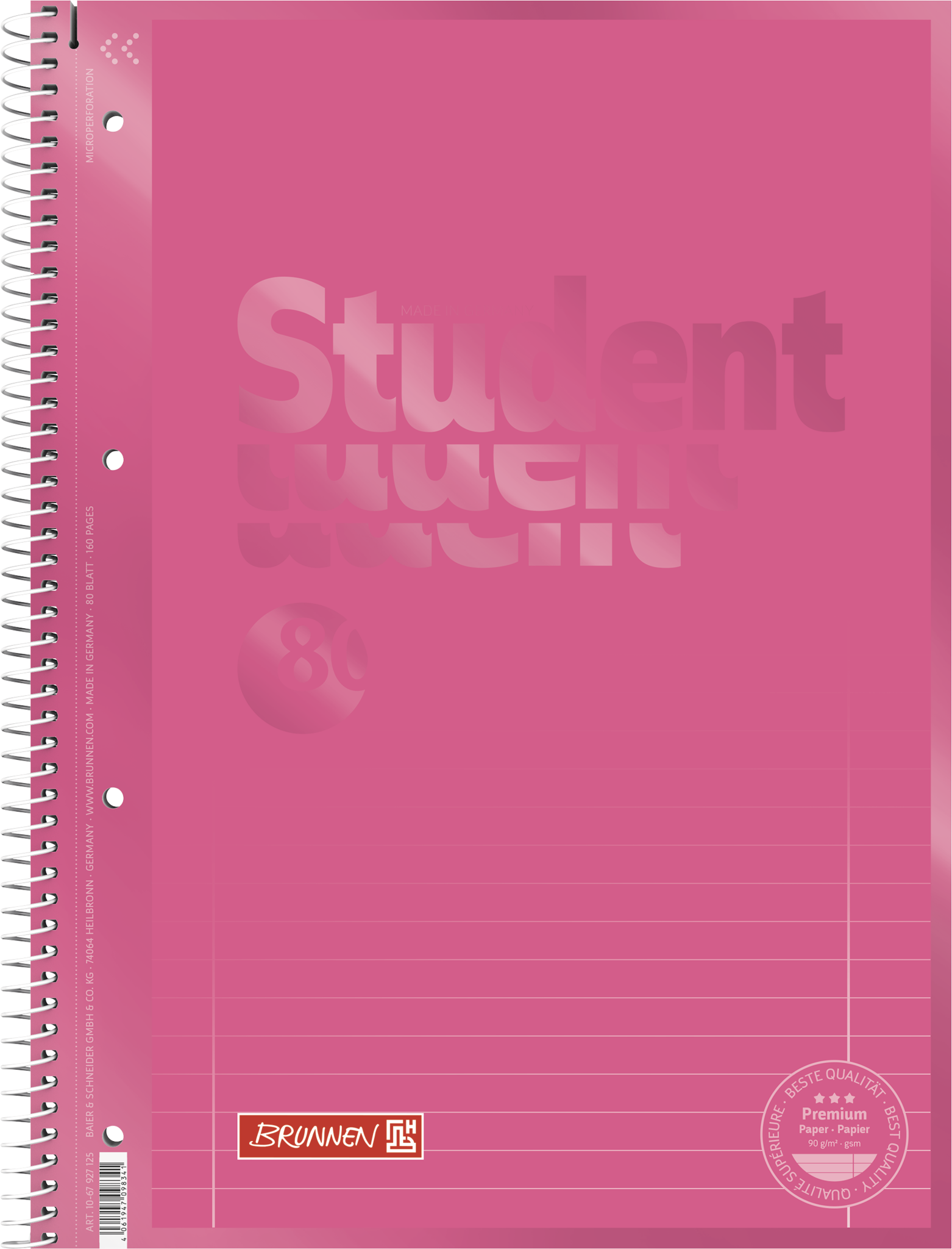 Student blok A4 CC, růžový, linka, 80listů, 90g