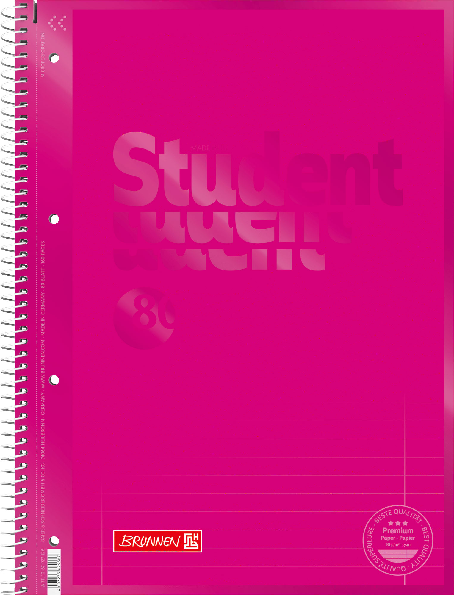 Student blok A4 CC, růžový, linka, 80listů, 90g