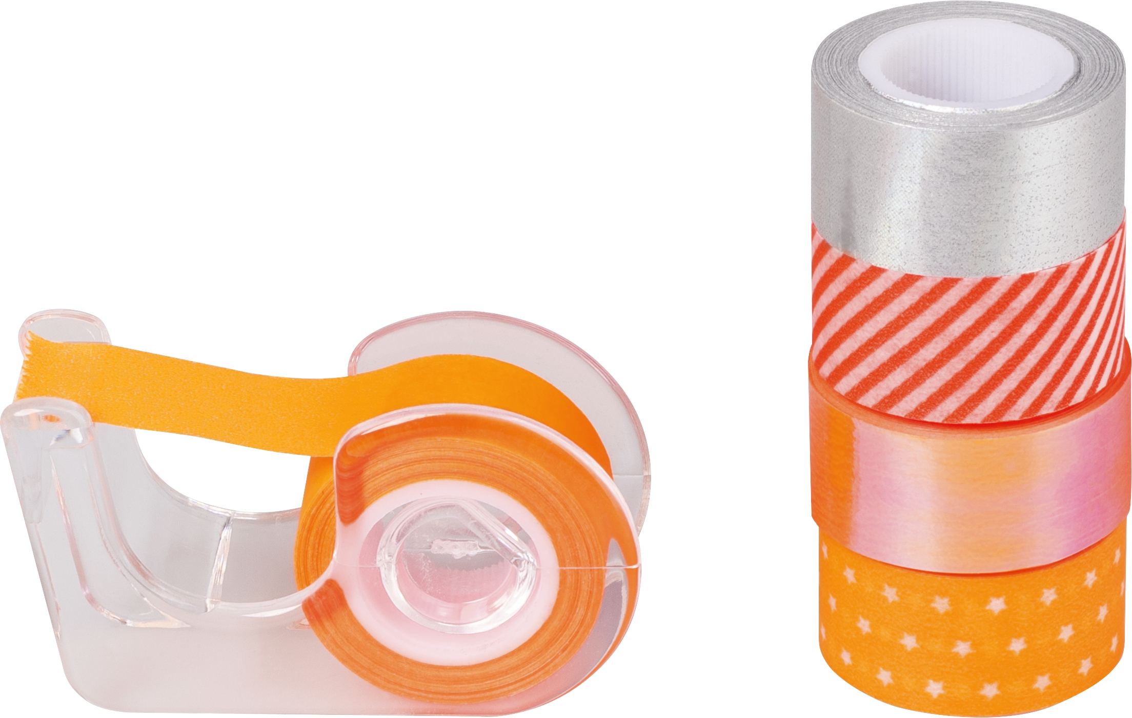 Páska papírová mini lepicí 5ks - neon, oranžová