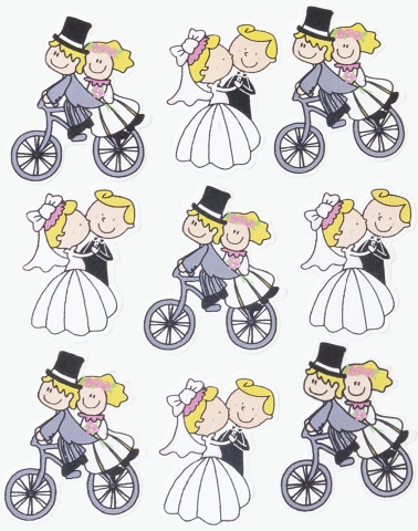 Dřevěné ozdoby 3-3,3cm - 9ks, ženich,nevěsta kolo