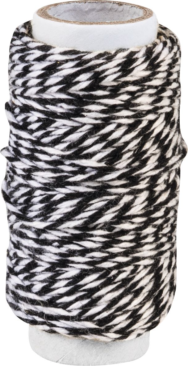 Provázek bavlna 20m černý/bílý